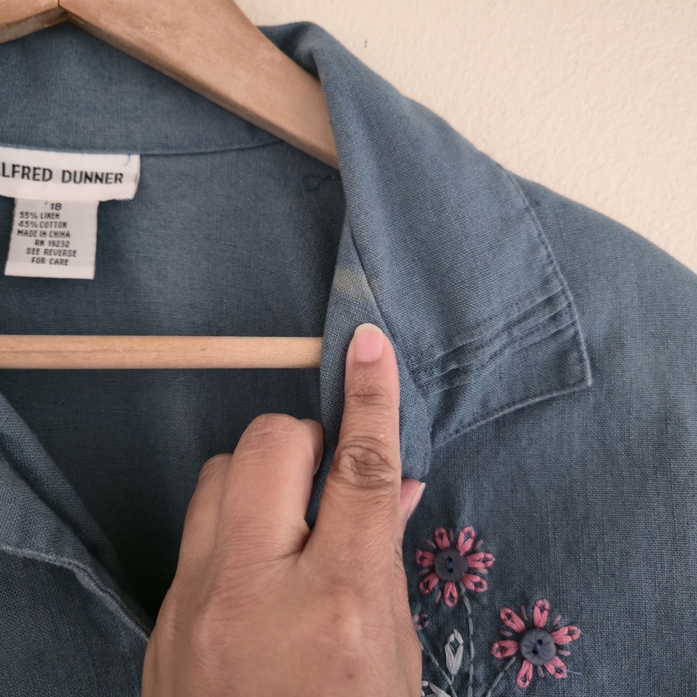 Vintage Alfred Dunner Blue Short Sleeve Shirt 18 - Picture 5 of 6
